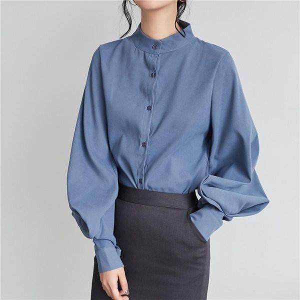 women's blouses & shirts vintage lantern sleeve autumn thicken women shirt single breasted blouse loose female solid color, White
women's blouses & shirts vintage lantern sleeve autumn thicken women shirt single breasted blouse loose female solid color, White
