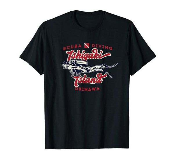 men's t-shirts ishigaki okinawa japan scuba diver t-shirt, White;black