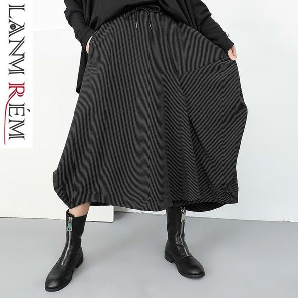 women's pants & capris lanmrem 2021 fashion black striped casual elastic waist loose trousers female's irregular skirt type yg0520, Black;white
women's pants & capris lanmrem 2021 fashion black striped casual elastic waist loose trousers female's irregular skirt type yg0520, Black;white