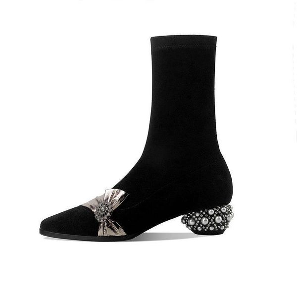 sweet women ankle boots crystal strange med heels shoes woman 2020 autumn winter pointed toe wedding boots, Black
sweet women ankle boots crystal strange med heels shoes woman 2020 autumn winter pointed toe wedding boots, Black