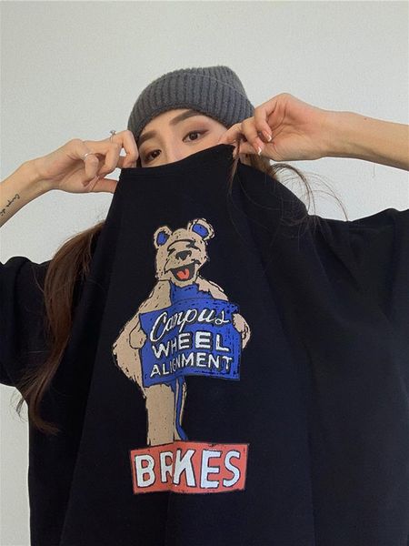 women's t-shirt bear print short sleeve women spring summer 2021 girls can do anything aesthetic clothes japan korea streetwear style, White
women's t-shirt bear print short sleeve women spring summer 2021 girls can do anything aesthetic clothes japan korea streetwear style, White