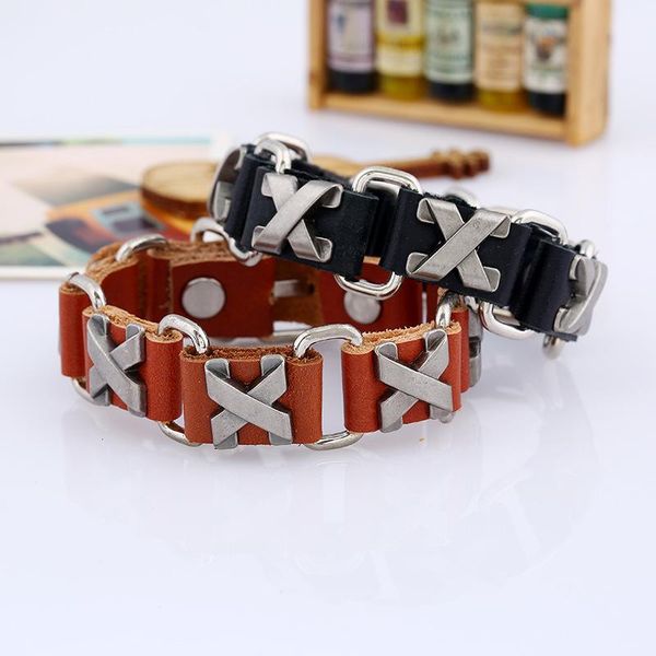 tennis brown black color punk style genuine leather vintage cuff bracelets alloy charms rivet men fashion bangle jewelry promotion, Golden;silver
tennis brown black color punk style genuine leather vintage cuff bracelets alloy charms rivet men fashion bangle jewelry promotion, Golden;silver