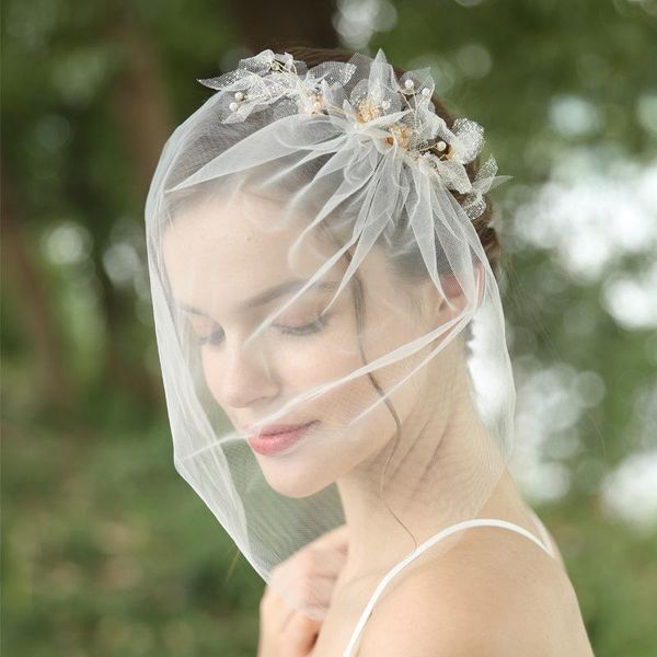 bridal veils luxury soft tulle short veil pearls birdcage delicate wedding hair accessories, Black
bridal veils luxury soft tulle short veil pearls birdcage delicate wedding hair accessories, Black