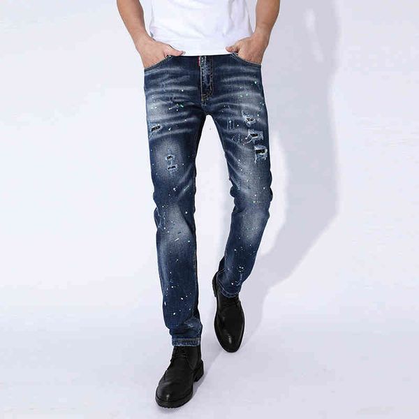 new mens ripped jeans for men torn painted skinny stretch slim trousers long pants embroidery hip hop autumn spring blue
new mens ripped jeans for men torn painted skinny stretch slim trousers long pants embroidery hip hop autumn spring blue