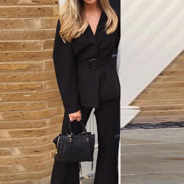 women's two piece pants autumn winter women coat office lady fashion 2 pieces set elegant long sleeve belt suit outfits casual solid wi, White
women's two piece pants autumn winter women coat office lady fashion 2 pieces set elegant long sleeve belt suit outfits casual solid wi, White