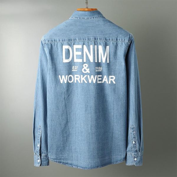 men's casual shirts denim men long sleeve slim printing cowboy jacket spring autumn blue single breasted college, White;black
men's casual shirts denim men long sleeve slim printing cowboy jacket spring autumn blue single breasted college, White;black