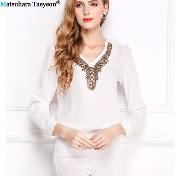 long sleeve shirt women 2021 autumn clothing slim chiffon blouse v neck vintage elegant ladies office shirts blusas mujer moda women's, White
long sleeve shirt women 2021 autumn clothing slim chiffon blouse v neck vintage elegant ladies office shirts blusas mujer moda women's, White