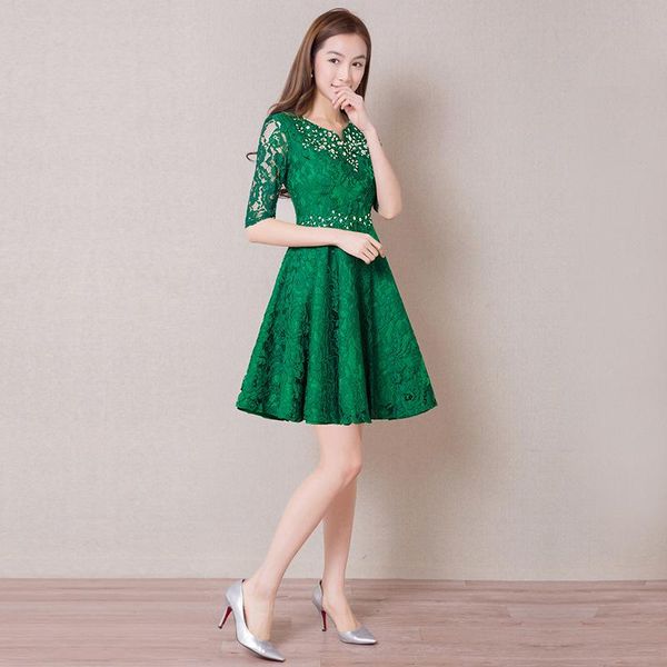 party dresses arrival lace evening with half sleeves short bride gown perfect ball prom homecoming/graduation formal dress, White;black
party dresses arrival lace evening with half sleeves short bride gown perfect ball prom homecoming/graduation formal dress, White;black