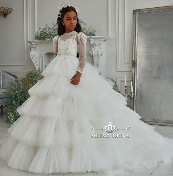 white long sleeve flower girl dresses princess jewel neck girls birthday party dress christmas tiered skirt first communion gown, White;blue
white long sleeve flower girl dresses princess jewel neck girls birthday party dress christmas tiered skirt first communion gown, White;blue