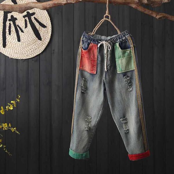 jean summer arts style loose ripped for women elastic waist casual denim harem pants patchwork pocket jeans femme s837 9ri7, Blue
jean summer arts style loose ripped for women elastic waist casual denim harem pants patchwork pocket jeans femme s837 9ri7, Blue