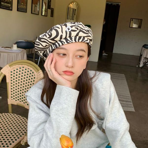 berets autumn beret for women zebra print cotton lady hats elegant intellectual vintage hepburn style cap shopping trip warm round hat, Blue;gray
berets autumn beret for women zebra print cotton lady hats elegant intellectual vintage hepburn style cap shopping trip warm round hat, Blue;gray