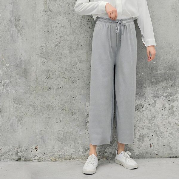 ice knee length silk womens pants wide leg casual high waist loose solid trousers fashion lace up breathable joker ladies, Black;white 
ice knee length silk womens pants wide leg casual high waist loose solid trousers fashion lace up breathable joker ladies, Black;white