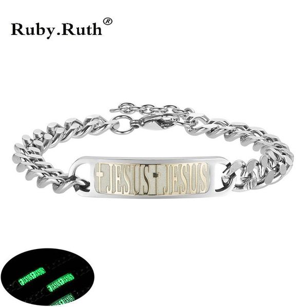 link, chain trendy jesus luminous bracelet letter stainless steel male glow in the dark wedding for women bracelets, Black
link, chain trendy jesus luminous bracelet letter stainless steel male glow in the dark wedding for women bracelets, Black