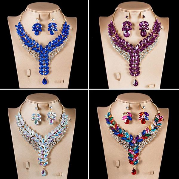 earrings & necklace women crystal jewelry set gold color fashion earring african costume nigerian wedding accessories, Silver
earrings & necklace women crystal jewelry set gold color fashion earring african costume nigerian wedding accessories, Silver