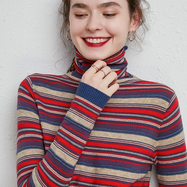 women's sweaters 2021 autumn winter women silm fashion pullovers striped sweater long sleeve casual high neck knitted female, White;black
women's sweaters 2021 autumn winter women silm fashion pullovers striped sweater long sleeve casual high neck knitted female, White;black