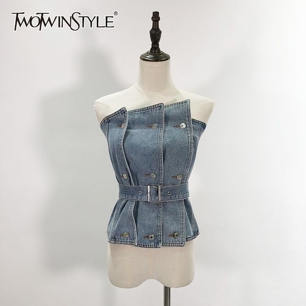 twotwinstyle irregular women's vests strapless sleeveless high waist with sashes vest for female fashion clothing tide 210319, Black
twotwinstyle irregular women's vests strapless sleeveless high waist with sashes vest for female fashion clothing tide 210319, Black