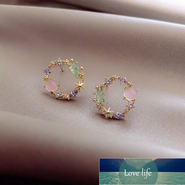 new arrival classic round pink green crystal stud earrings sweet flower cirlce jewelry fashion brincos gift for women factory price expert d, Golden;silver
new arrival classic round pink green crystal stud earrings sweet flower cirlce jewelry fashion brincos gift for women factory price expert d, Golden;silver