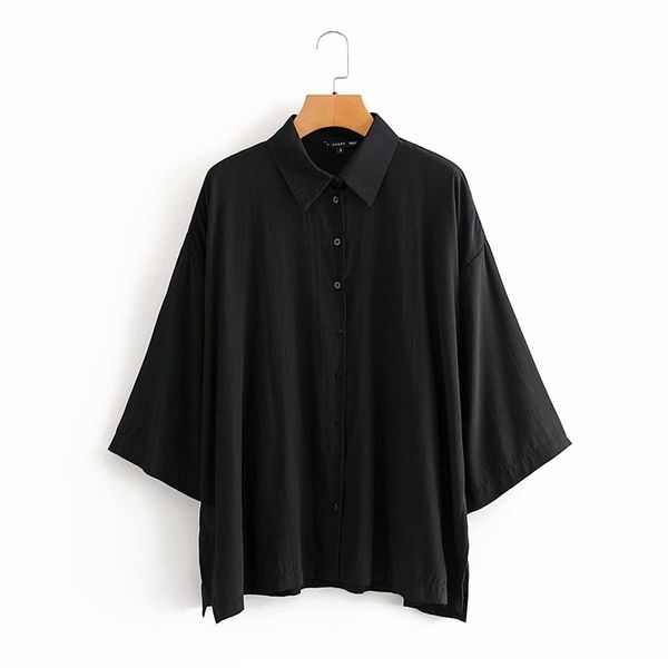 women's blouses & shirts women summer casual za black loose long chic lady fashion turn-down collar single breasted drape shirt to, White
women's blouses & shirts women summer casual za black loose long chic lady fashion turn-down collar single breasted drape shirt to, White