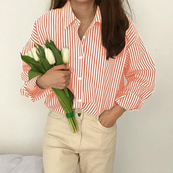 women's blouses & shirts stylish striped shirt spring 2022 casual business button down blusas female lapel tunic chemise, White
women's blouses & shirts stylish striped shirt spring 2022 casual business button down blusas female lapel tunic chemise, White
