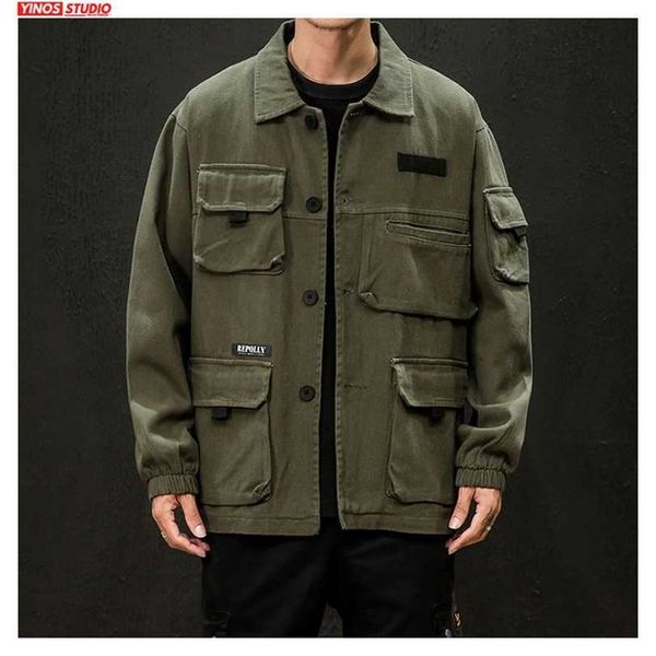 drop autumn japanese cargo coats male streetwear fashion overalls outdoor muliti-pocket jacket 211214, Black;brown
drop autumn japanese cargo coats male streetwear fashion overalls outdoor muliti-pocket jacket 211214, Black;brown