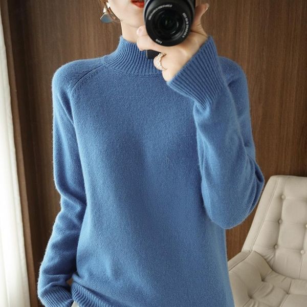 women's sweaters half high neck sweater women 2021 autumn and winter retro solid color loose warm bottoming with a top, White;black
women's sweaters half high neck sweater women 2021 autumn and winter retro solid color loose warm bottoming with a top, White;black