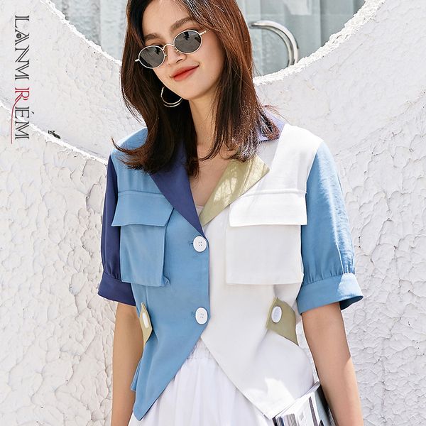 women patchwork big size blouse lapel short sleeve loose fit lady shirt fashion summer arrivals 2e1834 210507, White
women patchwork big size blouse lapel short sleeve loose fit lady shirt fashion summer arrivals 2e1834 210507, White