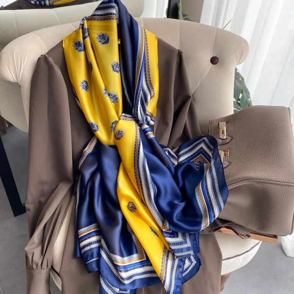 scarves fashion trend leisure woman silk scarf luxury long shawl all-match gauze imitation dual-use printed beach towel, Blue;gray
scarves fashion trend leisure woman silk scarf luxury long shawl all-match gauze imitation dual-use printed beach towel, Blue;gray