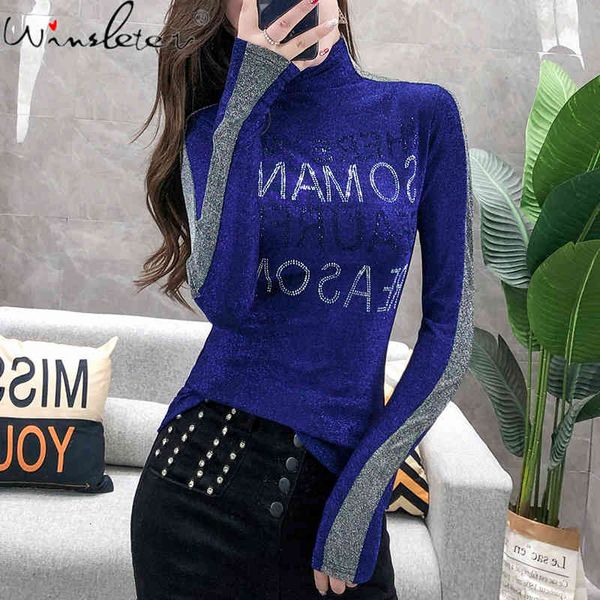 women's t-shirt fall winter european clothes t-shirt shiny diamonds letter patchwork women ropa mujer long sleeve bright, White
women's t-shirt fall winter european clothes t-shirt shiny diamonds letter patchwork women ropa mujer long sleeve bright, White