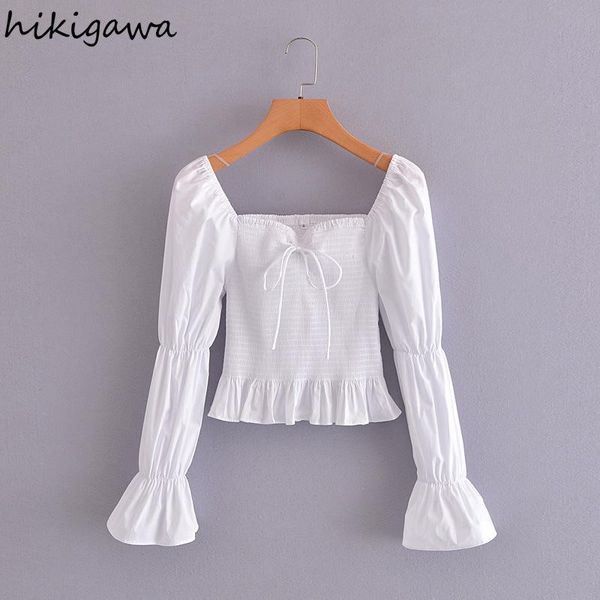 women's blouses & shirts hikigawa shirt french elegant square collar lamb shank sleeve solid chest lace up skinny blusas femme, White
women's blouses & shirts hikigawa shirt french elegant square collar lamb shank sleeve solid chest lace up skinny blusas femme, White