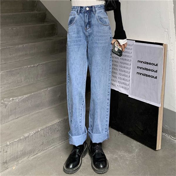 korean streetwear women casual straight plus size denim loose wild elastic high waist all match pants trousers 210706, Blue
korean streetwear women casual straight plus size denim loose wild elastic high waist all match pants trousers 210706, Blue