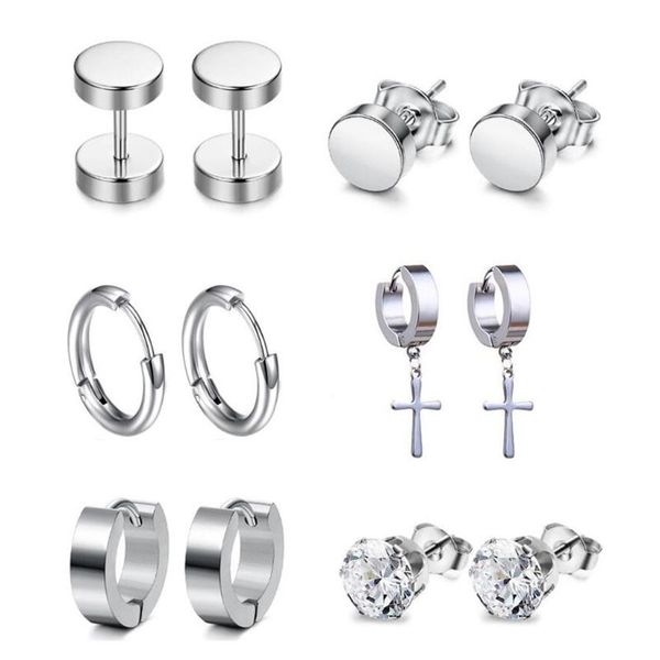 dangle & chandelier 6 pairs/set stainless steel punk piercing earrings hip hop rock ear studs e56a, Silver
dangle & chandelier 6 pairs/set stainless steel punk piercing earrings hip hop rock ear studs e56a, Silver