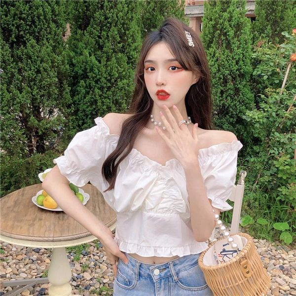 women's blouses & shirts french chic wooden ear off-the-neck shirt young girl fashion blouse sweet dating white korean style short
women's blouses & shirts french chic wooden ear off-the-neck shirt young girl fashion blouse sweet dating white korean style short