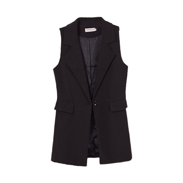 women's vests 2021 solid single button long women suit vest feminine fashion notched collar pockets veste female waistcoat, Black;white
women's vests 2021 solid single button long women suit vest feminine fashion notched collar pockets veste female waistcoat, Black;white