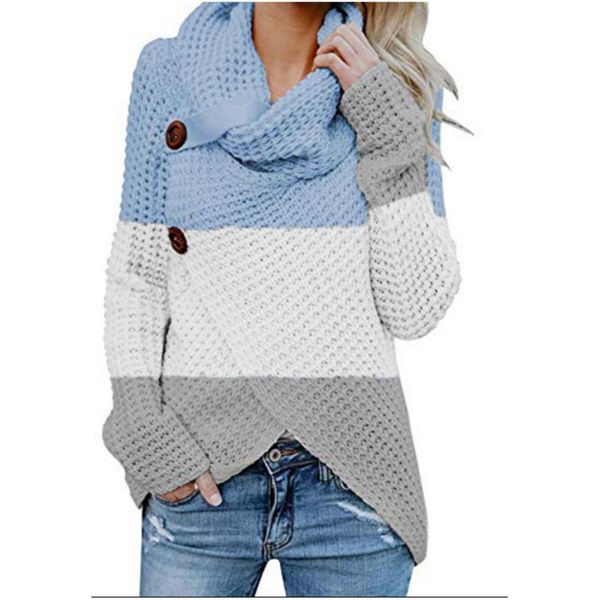fashion womens designer sweaters long sleeve turtle neck ladies clothing striped print female color matching sweaters, White;black
fashion womens designer sweaters long sleeve turtle neck ladies clothing striped print female color matching sweaters, White;black