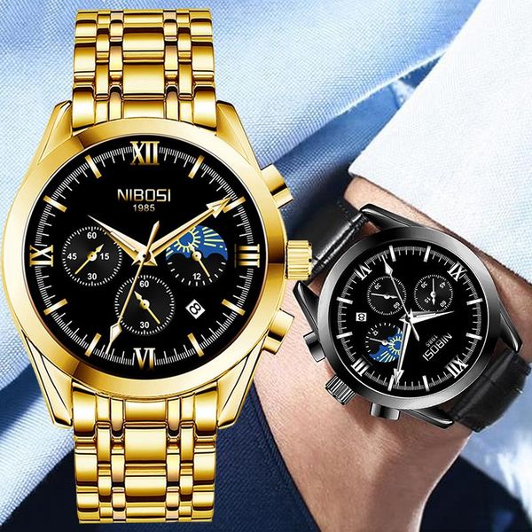 wristwatches nibosi 2021 brand men watches stainless steel waterproof sport quartz watch for business multifunction relogio masculino, Slivery;brown
wristwatches nibosi 2021 brand men watches stainless steel waterproof sport quartz watch for business multifunction relogio masculino, Slivery;brown