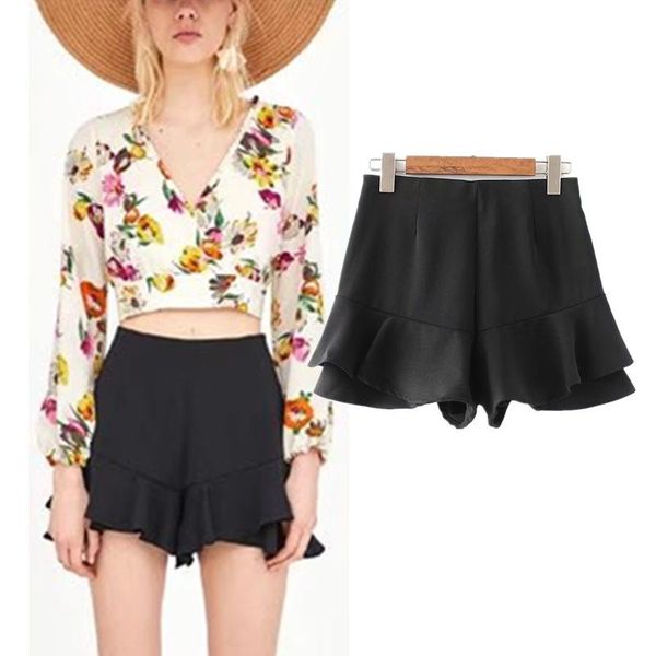 women's shorts fashion summer short women high waist ruffles zipper spodenki damskie black straight pantalon corto mujer 2021, White;black
women's shorts fashion summer short women high waist ruffles zipper spodenki damskie black straight pantalon corto mujer 2021, White;black