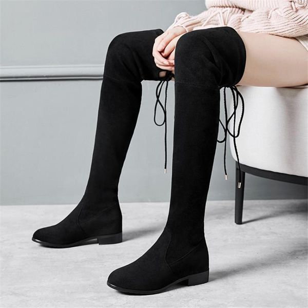 boots pxelena good quality women thigh high slim fit low heels slip on faux suede flock stretch over the knee lady shoes, Black
boots pxelena good quality women thigh high slim fit low heels slip on faux suede flock stretch over the knee lady shoes, Black