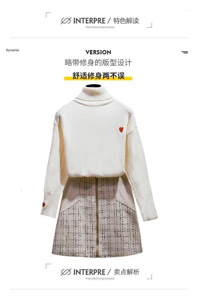 two piece dress women sweater clothing set high neck long sleeve pullover jumpers+zip patchwork tweed plaid skirt female suits, White
two piece dress women sweater clothing set high neck long sleeve pullover jumpers+zip patchwork tweed plaid skirt female suits, White