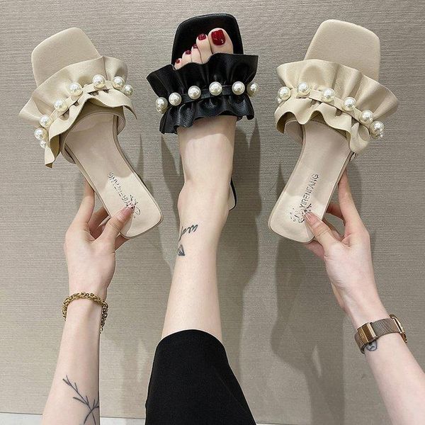 slippers low shoes pu fabric rome basic hoof heels, Black 
slippers low shoes pu fabric rome basic hoof heels, Black