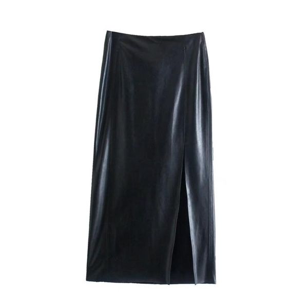 skirts office wear midi skirt vintage high waist back zipper female mujer women fashion front slit faux leather, Black
skirts office wear midi skirt vintage high waist back zipper female mujer women fashion front slit faux leather, Black