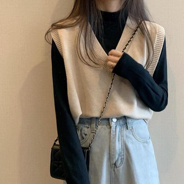 casual womens sweater tank women autumn korean style cute solid color v neck knitted vest sleeveless pullover waistcoat t500, White;black
casual womens sweater tank women autumn korean style cute solid color v neck knitted vest sleeveless pullover waistcoat t500, White;black