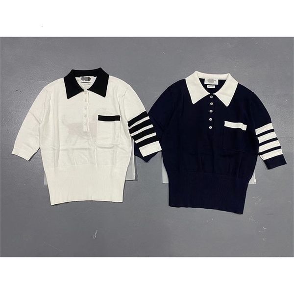2021 summer tb silk four bars cute dog jacquard waist college style lapel t-shirt, White
2021 summer tb silk four bars cute dog jacquard waist college style lapel t-shirt, White
