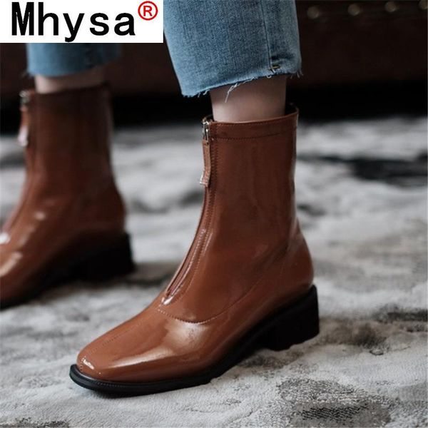 boots 2021 winter women ankle fashion pu leather retro zipper round toe for botas mujer platform, Black
boots 2021 winter women ankle fashion pu leather retro zipper round toe for botas mujer platform, Black