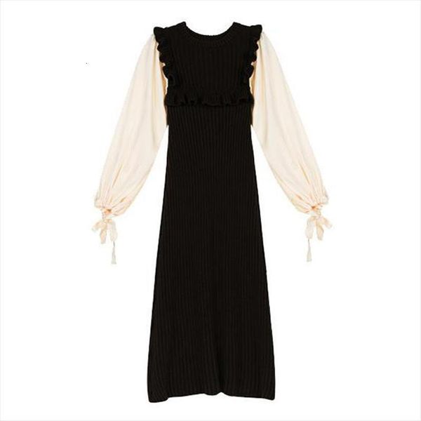 black gray o neck womens dresses lantern sleeve long knitted patchwork knee length autumn winter satin d2177
black gray o neck womens dresses lantern sleeve long knitted patchwork knee length autumn winter satin d2177