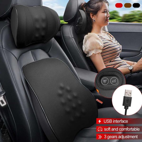 seat cushions universal car pillow memory head rest headrest travel neck cushion lumbar waist support with 3 massage mode