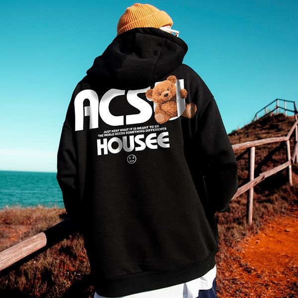 men's hoodies & sweatshirts bear print men pullovers hip hop streetwear sports hooded sweatshirt harajuku oversize homme clothes drop, Black
men's hoodies & sweatshirts bear print men pullovers hip hop streetwear sports hooded sweatshirt harajuku oversize homme clothes drop, Black