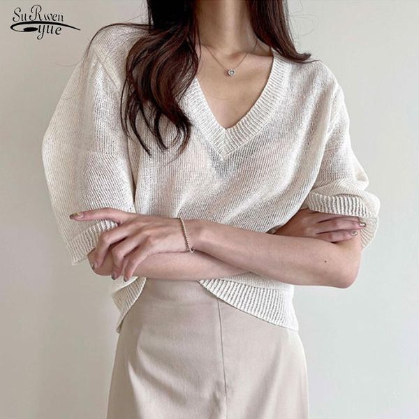 women's blouses & shirts plus size white tee woman 2021 korean loose lantern short sleeve v-neck linen knitted shirt casual blusas wom 
women's blouses & shirts plus size white tee woman 2021 korean loose lantern short sleeve v-neck linen knitted shirt casual blusas wom