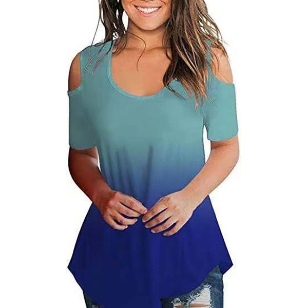 women's t-shirt women gradient print off shoulder o-neck loose solid short sleeve summer female casual t shirt tunic d30, White
women's t-shirt women gradient print off shoulder o-neck loose solid short sleeve summer female casual t shirt tunic d30, White