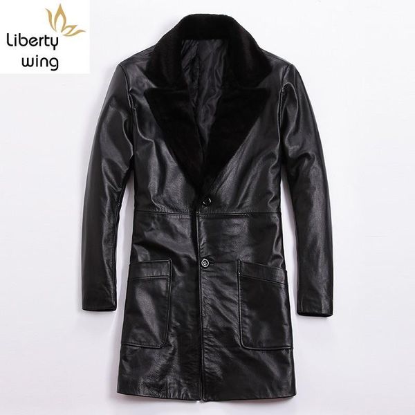 men's leather & faux brand thick genuine jacket men winter slim long windbreaker designer fur collar single breasted warm outerwear plu, Black
men's leather & faux brand thick genuine jacket men winter slim long windbreaker designer fur collar single breasted warm outerwear plu, Black