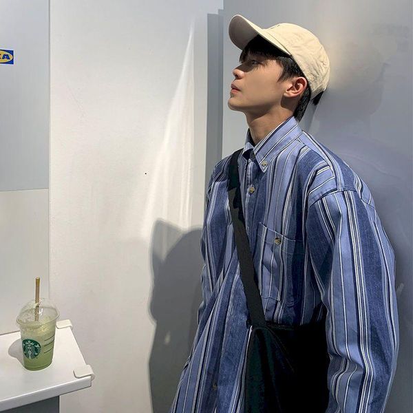 men's casual shirts harajuku shirt striped blouse blue long sleeve spring summer 2021 clothes korean fashion streetwear overalls, White;black
men's casual shirts harajuku shirt striped blouse blue long sleeve spring summer 2021 clothes korean fashion streetwear overalls, White;black